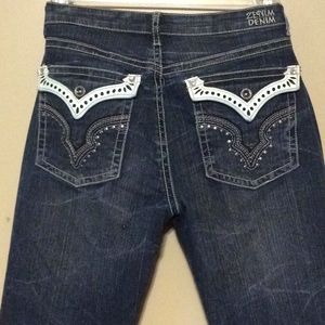 Zenim Denim jeans with washable leather trim